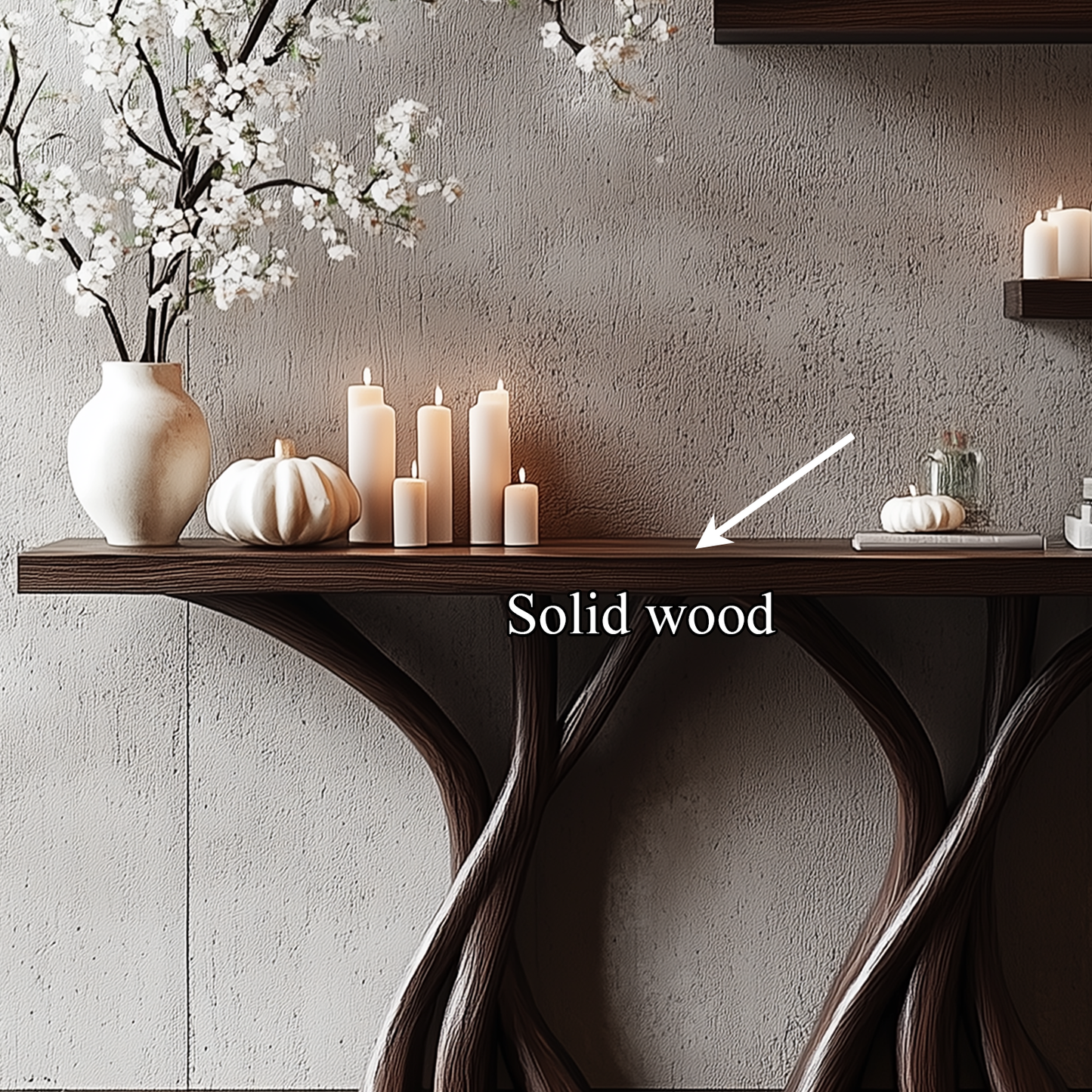 Wodaho Sculptural Console Table – Solid Wood Organic Rustic Gift