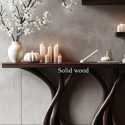 Wodaho Sculptural Console Table – Solid Wood Organic Rustic Gift