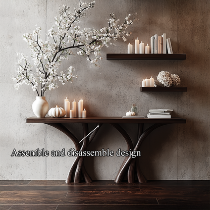 Wodaho Sculptural Console Table – Solid Wood Organic Rustic Gift