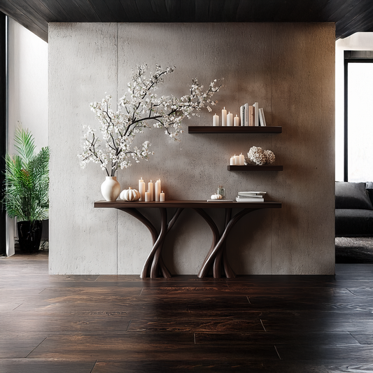 Wodaho Sculptural Console Table – Solid Wood Organic Rustic Gift